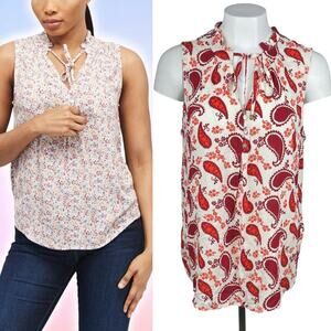 NWT MARKET & SPRUCE Ava Tie Neck Paisley Blouse Sz Large